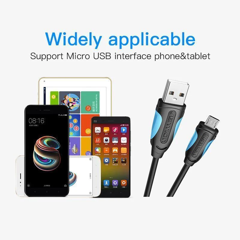 Vention Micro-USB-Kabel, Schnellladekabel für Android-Handy, Datensynchronisierung, Ladekabel, 3 m, 2 m, 1 m, für Samsung, HTC, Xiaomi, Sony