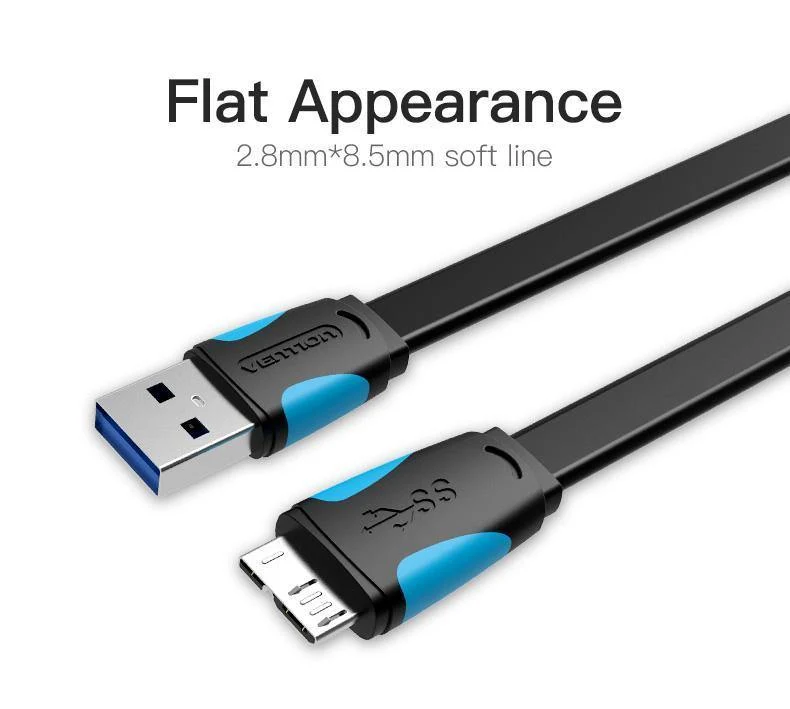 Vention Micro-USB-3.0-Kabel, 2 m, 0.5 m, schnelles USB-Ladegerät, Datensynchronisierungskabel, USB 3.0-Handykabel für Samsung S5-Festplatte