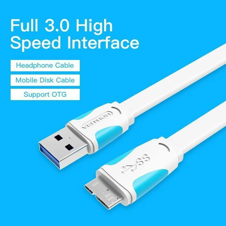 Vention Micro-USB-3.0-Kabel, 2 m, 0.5 m, schnelles USB-Ladegerät, Datensynchronisierungskabel, USB 3.0-Handykabel für Samsung S5-Festplatte