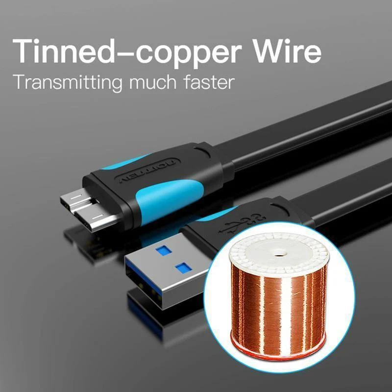 Vention Micro-USB-3.0-Kabel, 2 m, 0.5 m, schnelles USB-Ladegerät, Datensynchronisierungskabel, USB 3.0-Handykabel für Samsung S5-Festplatte