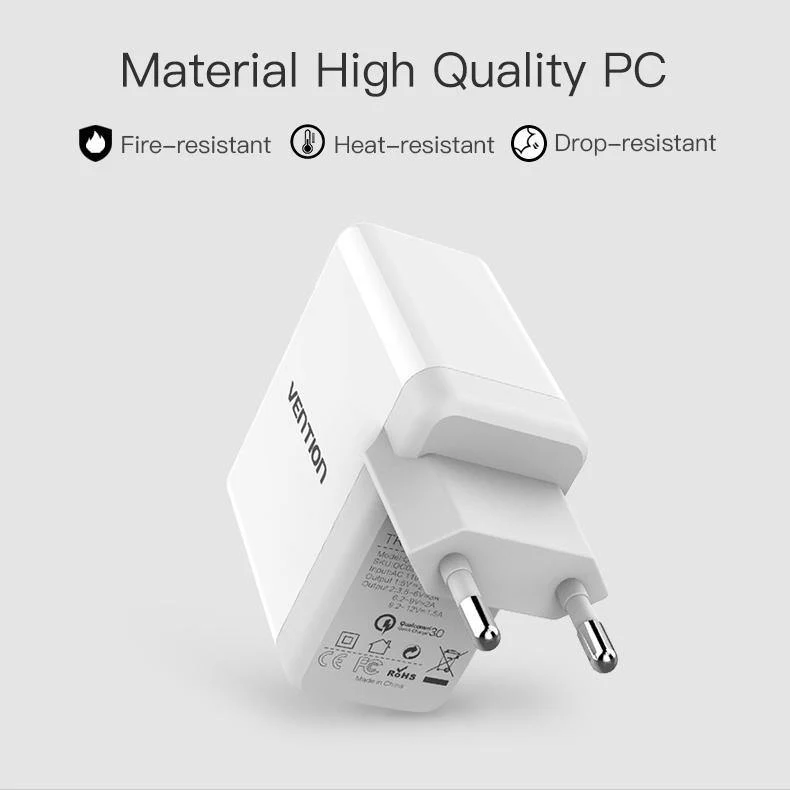 Tions Schnellladegerät 3.0 2-Port-USB-Ladegerät EU-Stecker Weiß Handy-Ladegerät für XiaoMi HTC Google QC3.0 Schnelles Wandladegerät