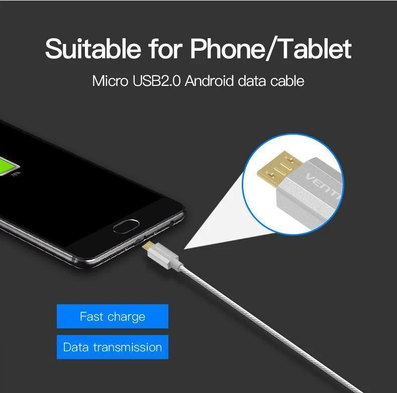 Vention micro usb schnelles ladekabel usb datenkabel handy kabel für samsung galaxy sxnumx htc lg android smartphone micro usb