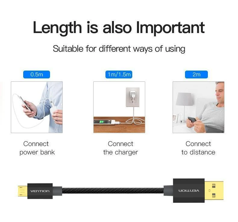 Vention micro usb schnelles ladekabel usb datenkabel handy kabel für samsung galaxy sxnumx htc lg android smartphone micro usb