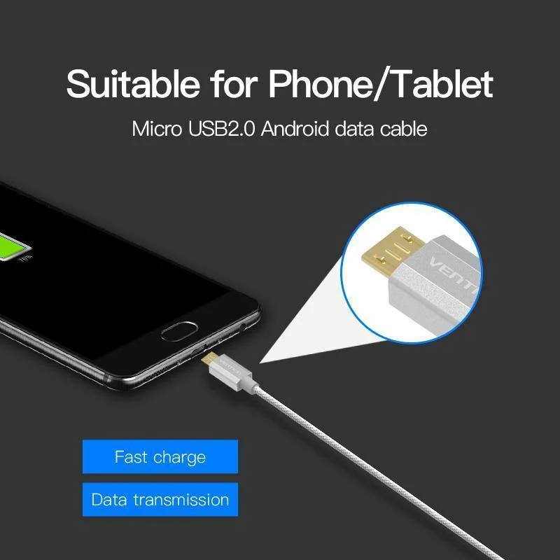 Vention micro usb schnelles ladekabel usb datenkabel handy kabel für samsung galaxy sxnumx htc lg android smartphone micro usb