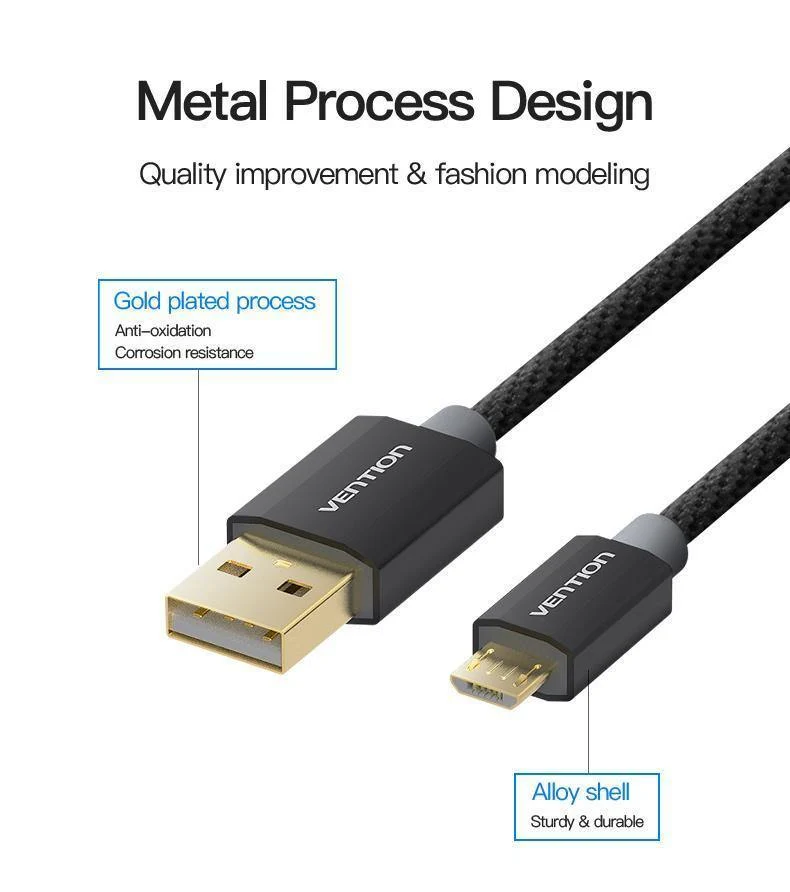 Vention micro usb schnelles ladekabel usb datenkabel handy kabel für samsung galaxy sxnumx htc lg android smartphone micro usb