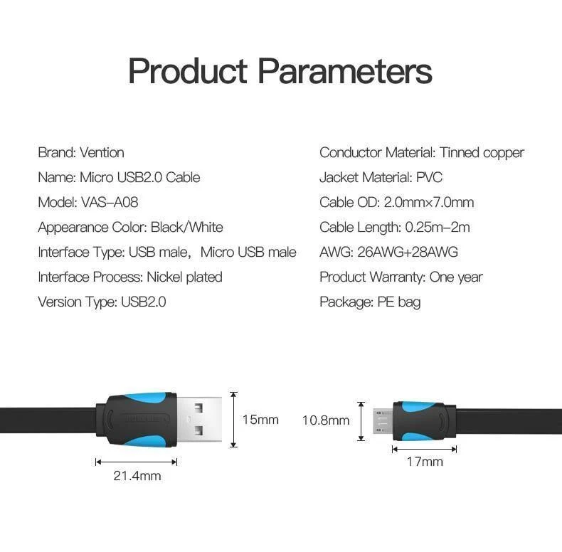 Vention Micro USB2.0 Kabel Für Handy Ladekabel Super Charger 1.5m 1m USB Daten Sync Kabel Für Samsung Android Kabel
