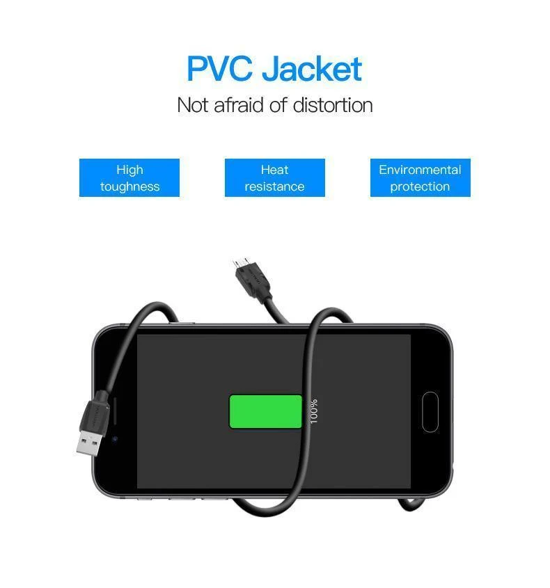 Vention Micro-USB-Kabel 1m 2m 3m 5V2A Schnellladedaten-Sync Micro-USB-Ladekabel Für Samsung Xiaomi LG Huawei Android Phone