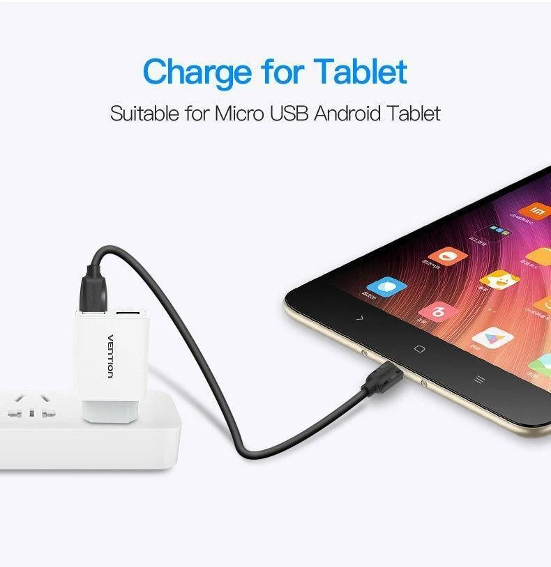 Vention Micro-USB-Kabel 1m 2m 3m 5V2A Schnellladedaten-Sync Micro-USB-Ladekabel Für Samsung Xiaomi LG Huawei Android Phone