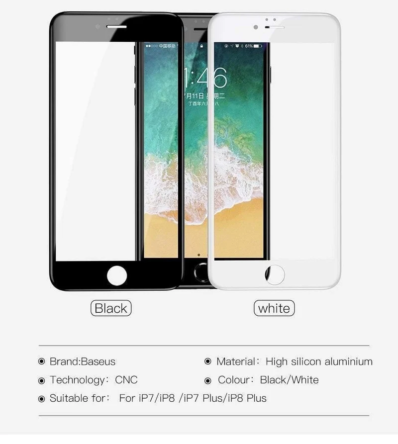 Baseus Schutzglas für iPhone 8 7 Plus Displayschutz 0.3 mm dünnes, vollständig abdeckendes gehärtetes Glas für iPhone 7 7 Plus Glas