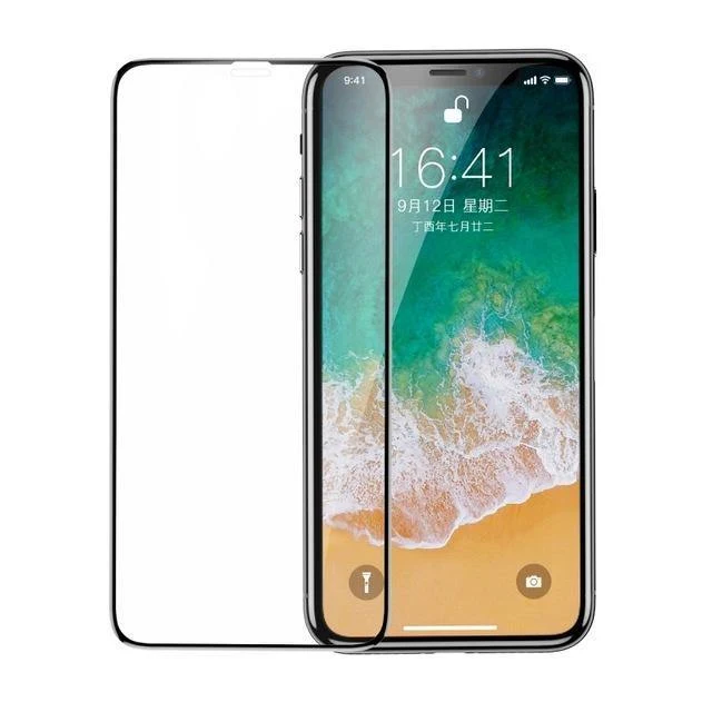 Baseus Displayschutz für iPhone X, 0.3 mm, ultradünn, 9H, 3D, vollständige Abdeckung, Schutzglas für iPhone X, gehärtete Glasabdeckung