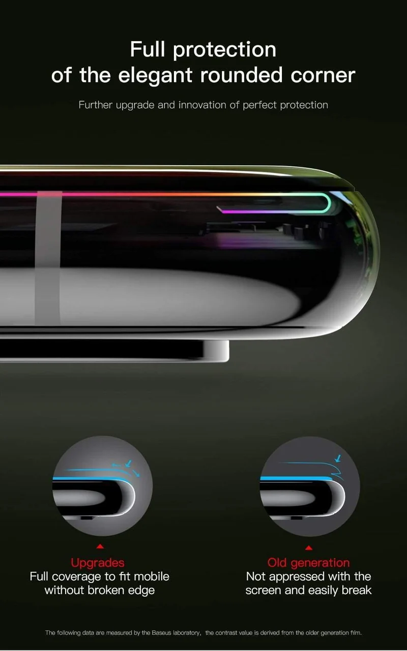 Baseus Displayschutz für iPhone X, 0.3 mm, ultradünn, 9H, 3D, vollständige Abdeckung, Schutzglas für iPhone X, gehärtete Glasabdeckung