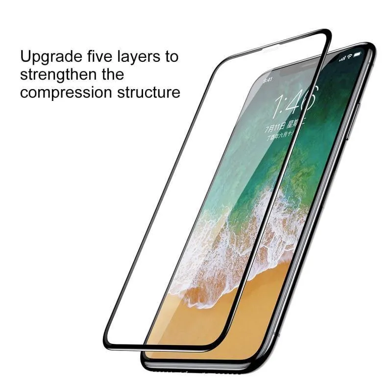 Baseus Displayschutz für iPhone X, 0.3 mm, ultradünn, 9H, 3D, vollständige Abdeckung, Schutzglas für iPhone X, gehärtete Glasabdeckung