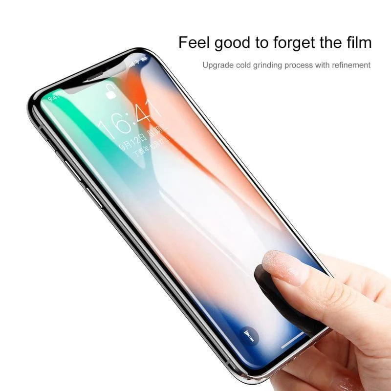 Baseus Displayschutz für iPhone X, 0.3 mm, ultradünn, 9H, 3D, vollständige Abdeckung, Schutzglas für iPhone X, gehärtete Glasabdeckung