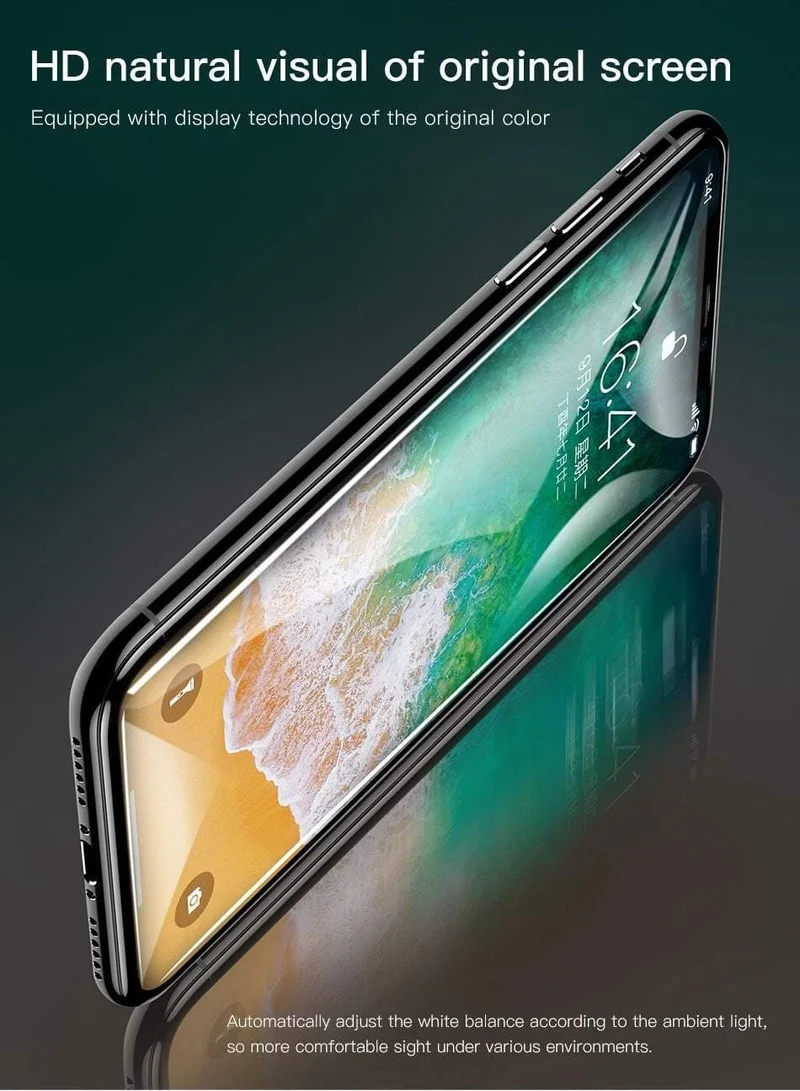 Baseus Displayschutz für iPhone X, 0.3 mm, ultradünn, 9H, 3D, vollständige Abdeckung, Schutzglas für iPhone X, gehärtete Glasabdeckung