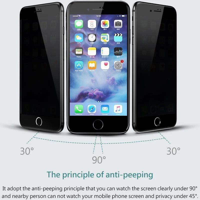 Baseus Anti Spy Privacy Gehärtetes Glas für iPhone 7 8 Displayschutzfolie 0.23mm Dünnes Glas für iPhone 7 Plus 8 Plus Glasfolie