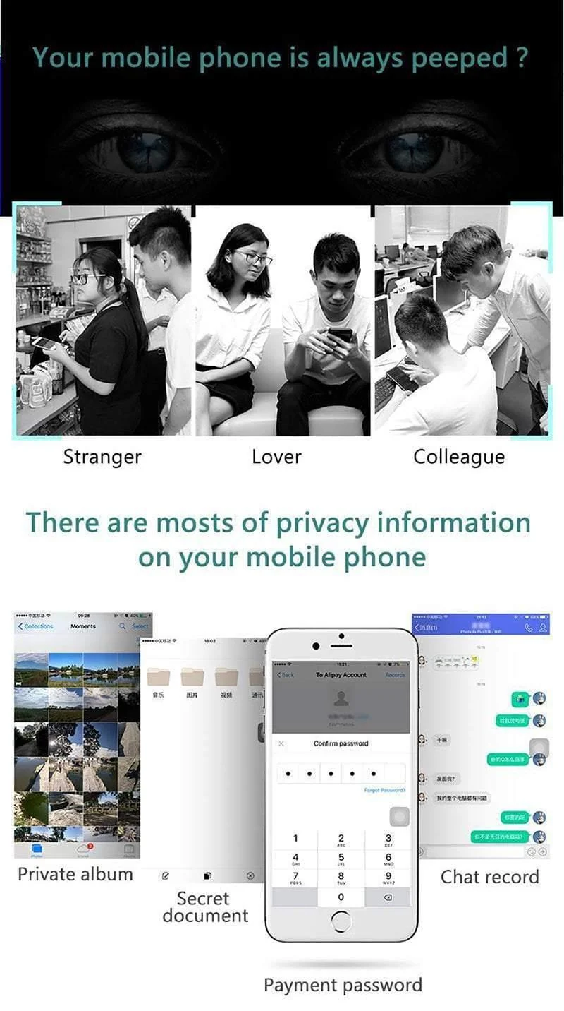 Baseus Anti Spy Privacy Gehärtetes Glas für iPhone 7 8 Displayschutzfolie 0.23mm Dünnes Glas für iPhone 7 Plus 8 Plus Glasfolie