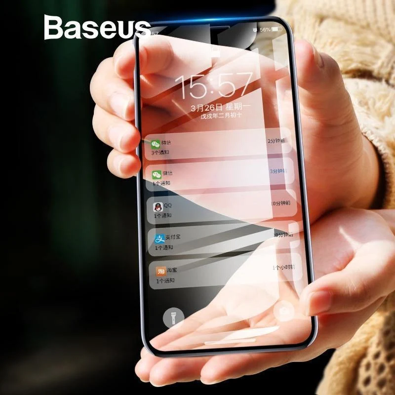 Baseus 0.2 mm ultradünner 3D-Oberflächen-Vollbildschutz für iPhone X-Glas Schlankes gehärtetes Frontschutzglas für iPhone X