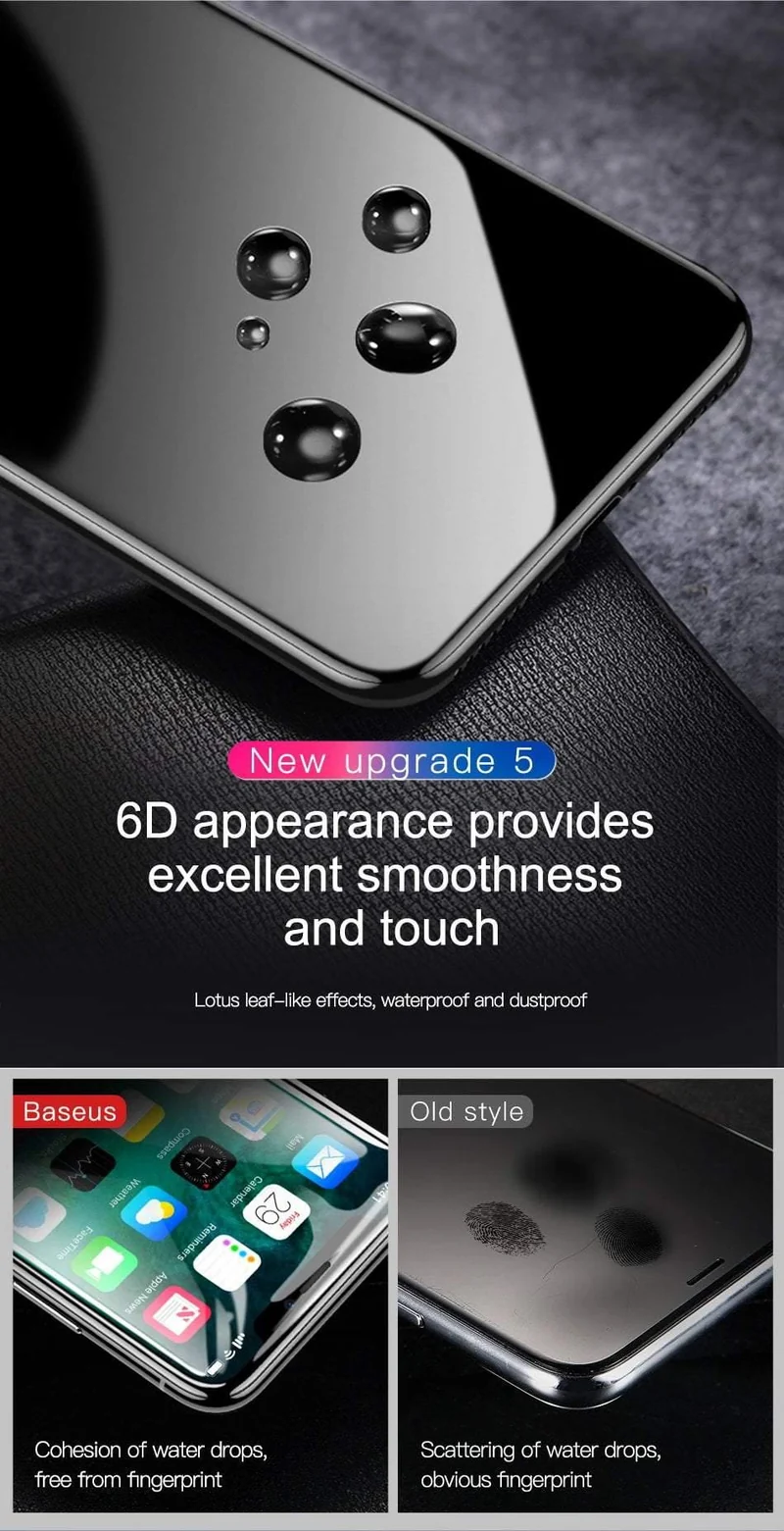 Baseus 0.2 mm ultradünner 3D-Oberflächen-Vollbildschutz für iPhone X-Glas Schlankes gehärtetes Frontschutzglas für iPhone X