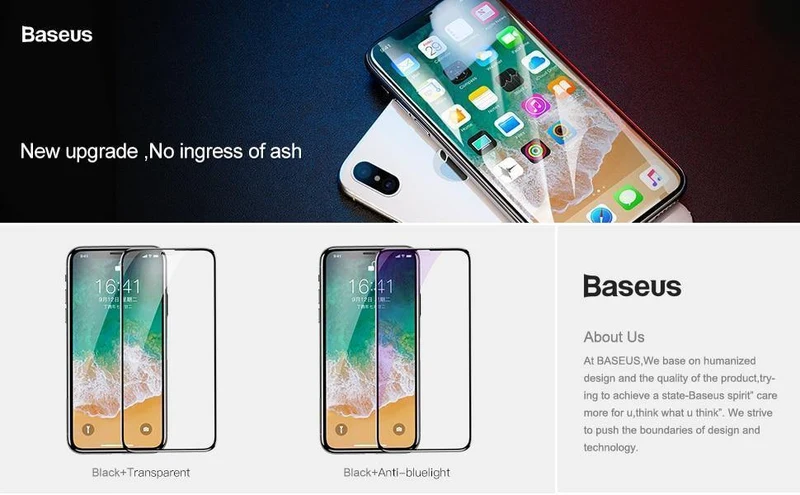 Baseus 0.2 mm ultradünner 3D-Oberflächen-Vollbildschutz für iPhone X-Glas Schlankes gehärtetes Frontschutzglas für iPhone X
