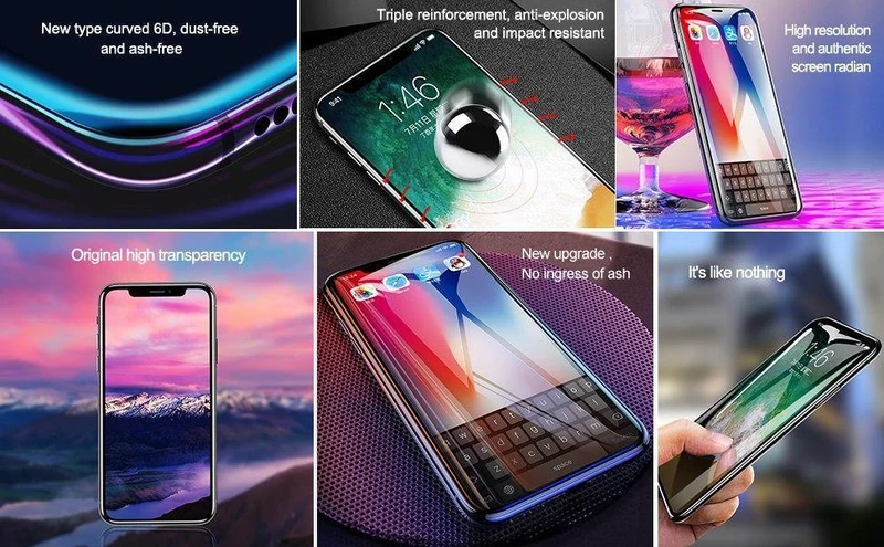 Baseus 0.2 mm ultradünner 3D-Oberflächen-Vollbildschutz für iPhone X-Glas Schlankes gehärtetes Frontschutzglas für iPhone X