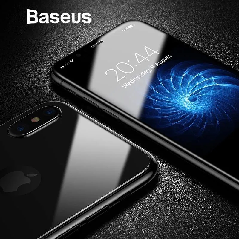 Baseus Frontglas + Rückfolie Displayschutzfolie für iPhone X gehärtetes Glas 0.3 mm ultradünn 100 % reines Glas Schutzfolie 9H