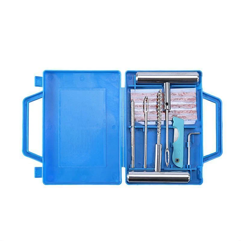 11-teiliges Notfall-Reparaturset für Auto, Transporter, Motorräder, Fahrräder, strapazierfähig, schlauchlose Reifenpannen-Reparaturset, Stopfen-Set, Reifenreparaturset (Messer, zufällige Farbe
