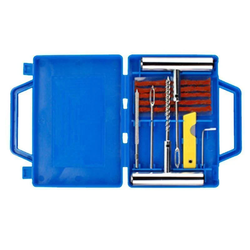 11-teiliges Notfall-Reparaturset für Auto, Transporter, Motorräder, Fahrräder, strapazierfähig, schlauchlose Reifenpannen-Reparaturset, Stopfen-Set, Reifenreparaturset (Messer, zufällige Farbe