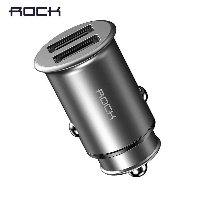 Rock 4.8 A Dual USB Autoladegerät für iPhone Samsung Huawei Xiaomi Handy Schnelles Autotelefonladegerät USB Reise-Autoladegerät