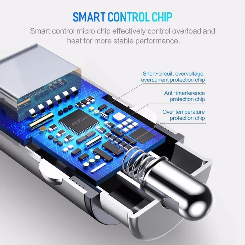Rock 4.8 A Dual USB Autoladegerät für iPhone Samsung Huawei Xiaomi Handy Schnelles Autotelefonladegerät USB Reise-Autoladegerät
