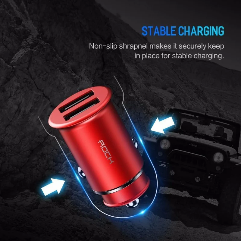 Rock 4.8 A Dual USB Autoladegerät für iPhone Samsung Huawei Xiaomi Handy Schnelles Autotelefonladegerät USB Reise-Autoladegerät