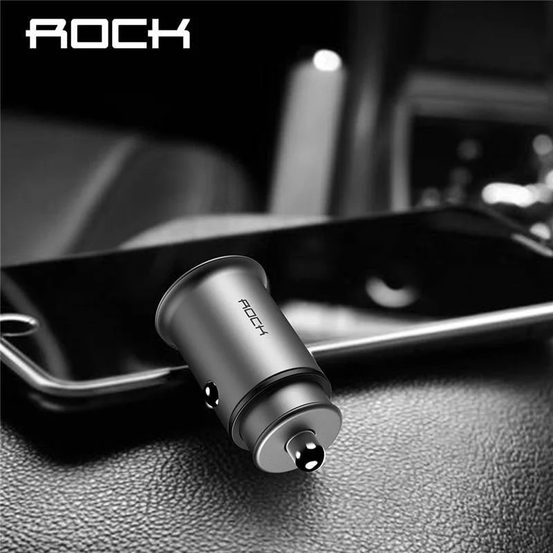 Rock 4.8 A Dual USB Autoladegerät für iPhone Samsung Huawei Xiaomi Handy Schnelles Autotelefonladegerät USB Reise-Autoladegerät