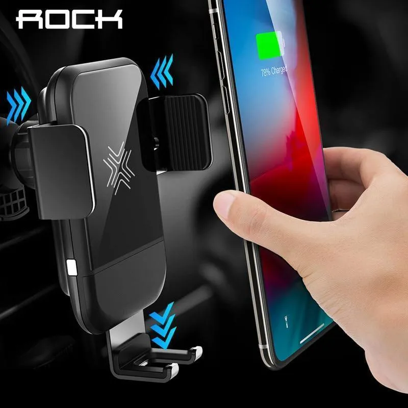 ROCK Autohalterung Qi kabelloses Ladegerät für iPhone XS XR X 8 Schnelles kabelloses Autoladegerät Telefonhalter für Samsung Galaxy S9 Autohalterung