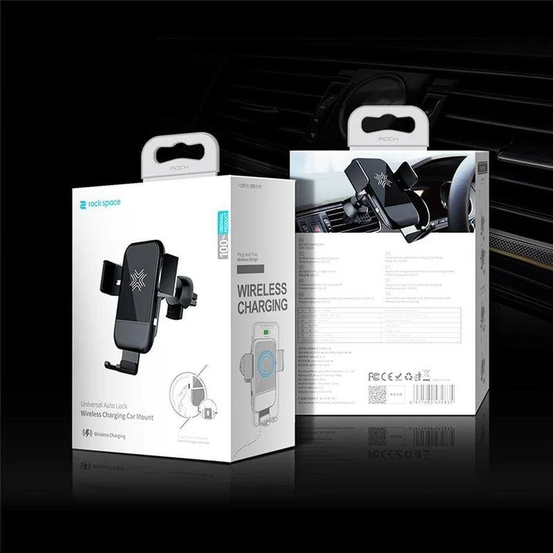 ROCK Autohalterung Qi kabelloses Ladegerät für iPhone XS XR X 8 Schnelles kabelloses Autoladegerät Telefonhalter für Samsung Galaxy S9 Autohalterung