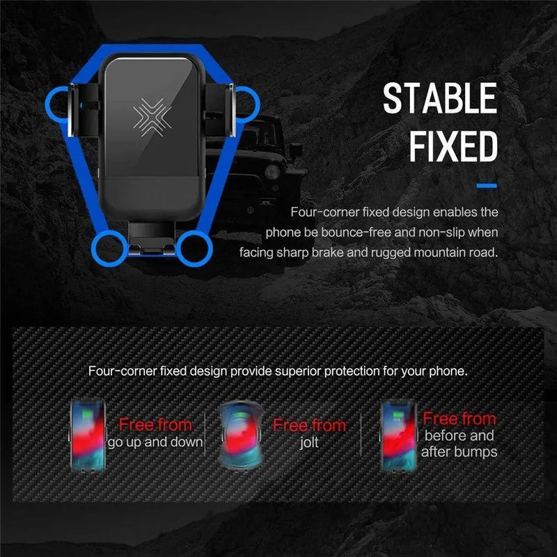 ROCK Autohalterung Qi kabelloses Ladegerät für iPhone XS XR X 8 Schnelles kabelloses Autoladegerät Telefonhalter für Samsung Galaxy S9 Autohalterung