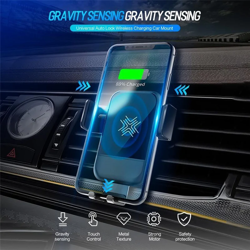 ROCK Autohalterung Qi kabelloses Ladegerät für iPhone XS XR X 8 Schnelles kabelloses Autoladegerät Telefonhalter für Samsung Galaxy S9 Autohalterung