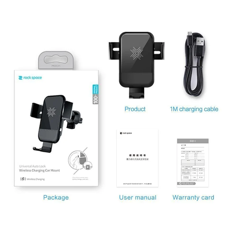 ROCK Autohalterung Qi kabelloses Ladegerät für iPhone XS XR X 8 Schnelles kabelloses Autoladegerät Telefonhalter für Samsung Galaxy S9 Autohalterung