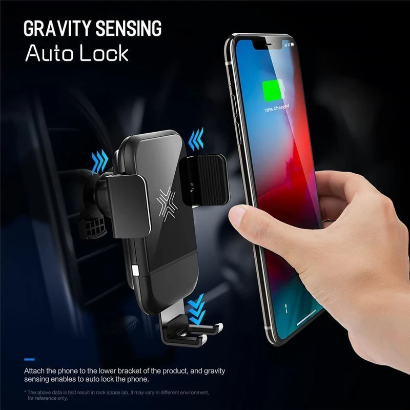 ROCK Autohalterung Qi kabelloses Ladegerät für iPhone XS XR X 8 Schnelles kabelloses Autoladegerät Telefonhalter für Samsung Galaxy S9 Autohalterung