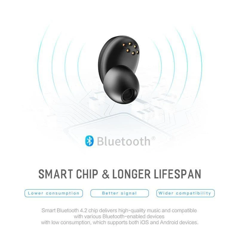 Rock New Mini TWS Wahre drahtlose Stereo-Bluetooth-Kopfhörer mit Mikrofon Universelle drahtlose Freisprecheinrichtung Ohrhörer mit Ladegerät Batteriekasten