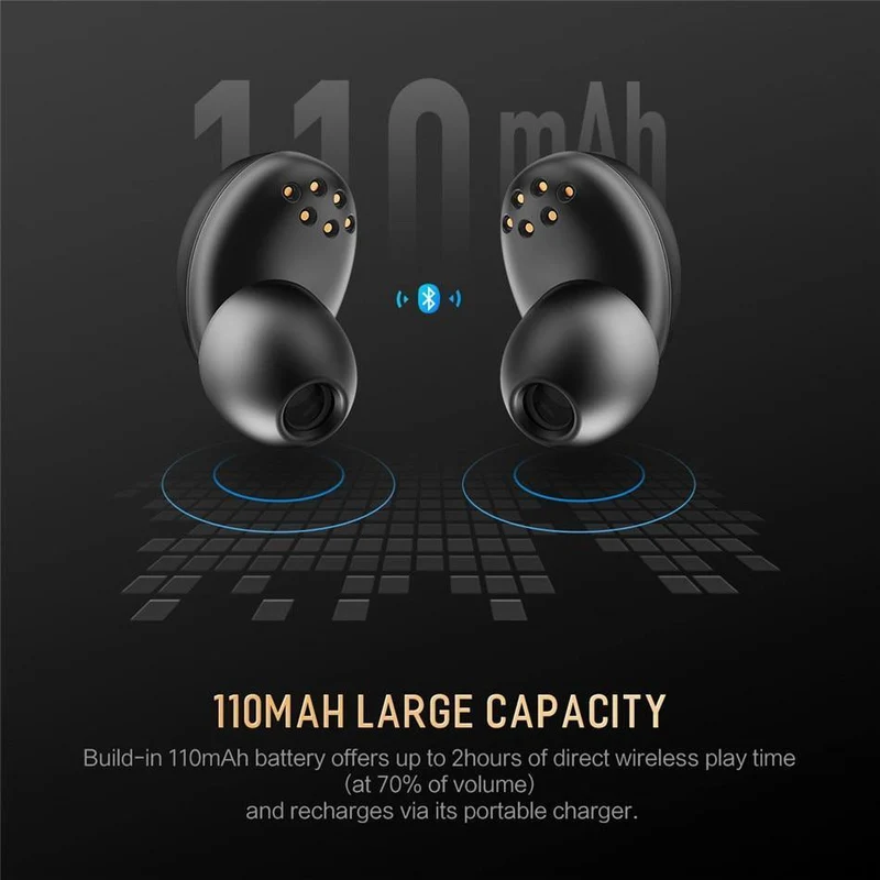 Rock New Mini TWS Wahre drahtlose Stereo-Bluetooth-Kopfhörer mit Mikrofon Universelle drahtlose Freisprecheinrichtung Ohrhörer mit Ladegerät Batteriekasten