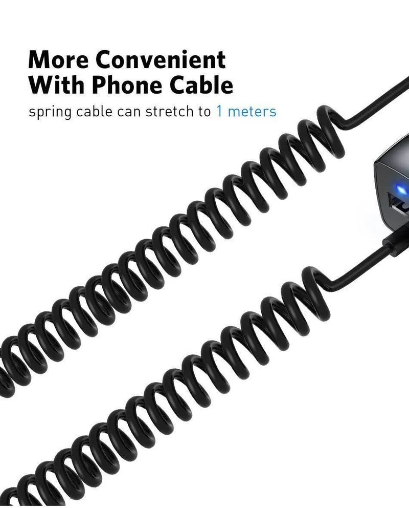 USLION USB-Autoladegerät für Samsung S9 Note 9 2.1A Telefon-Autoladegerät mit Micro-Typ-C-Kabel für Xiaomi Huawei Adapterkabel
