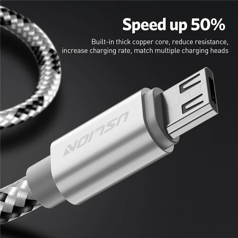 USLION USB-Kabel für Samsung Xiaomi für SONY Huawei Tablet Android Micro USB-Telefon-Ladekabel Daten-Schnellladekabel Adapter