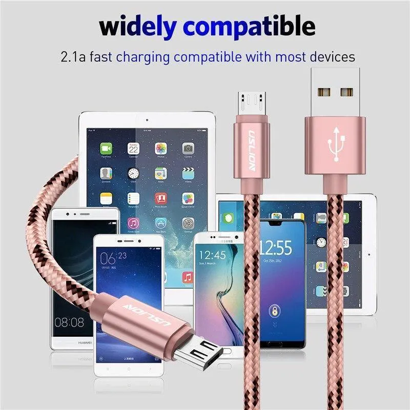 USLION USB-Kabel für Samsung Xiaomi für SONY Huawei Tablet Android Micro USB-Telefon-Ladekabel Daten-Schnellladekabel Adapter