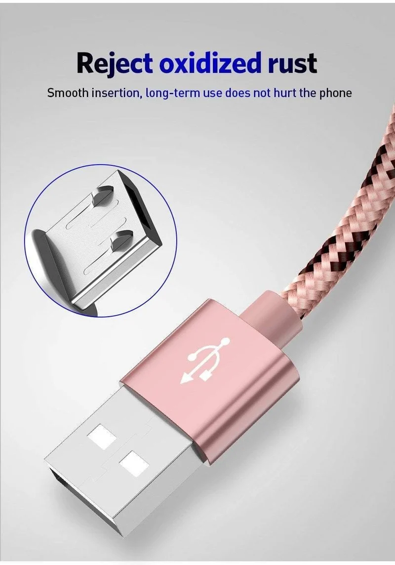 USLION USB-Kabel für Samsung Xiaomi für SONY Huawei Tablet Android Micro USB-Telefon-Ladekabel Daten-Schnellladekabel Adapter