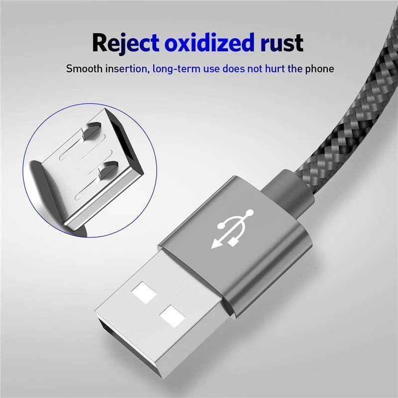 USLION USB-Kabel für Samsung Xiaomi für SONY Huawei Tablet Android Micro USB-Telefon-Ladekabel Daten-Schnellladekabel Adapter