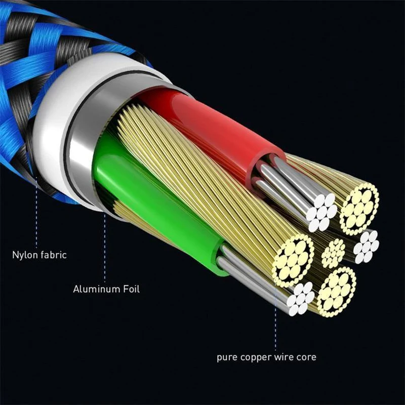 USLION Magnetkabel Micro USB Typ C Kabel LED Magnetkabel 1M Nylon geflochtenes Telefonladekabel für Samsung S9 Xiaomi F1 Cabo