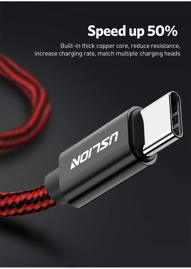 USLION USB Typ C Kabel für Xiaomi POCOPHONE F1 Schnelles Laden USB C Typ-C Datenkabel Telefonladegerät Kabel für Samsung S9 Note 9