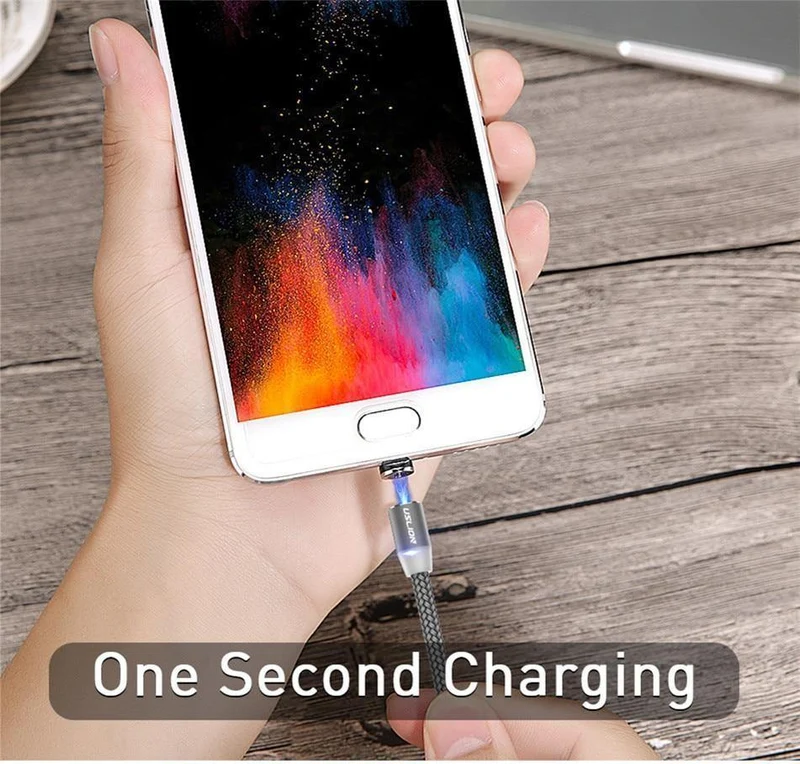 USLION 1M 2A LED Magnetkabel für Micro USB Typ C Telefonkabel für Xiaomi POCOPHONE F1 Samsung S9 Lademagnetstecker Ladegerät