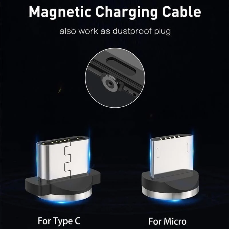 USLION 1M 2A LED Magnetkabel für Micro USB Typ C Telefonkabel für Xiaomi POCOPHONE F1 Samsung S9 Lademagnetstecker Ladegerät