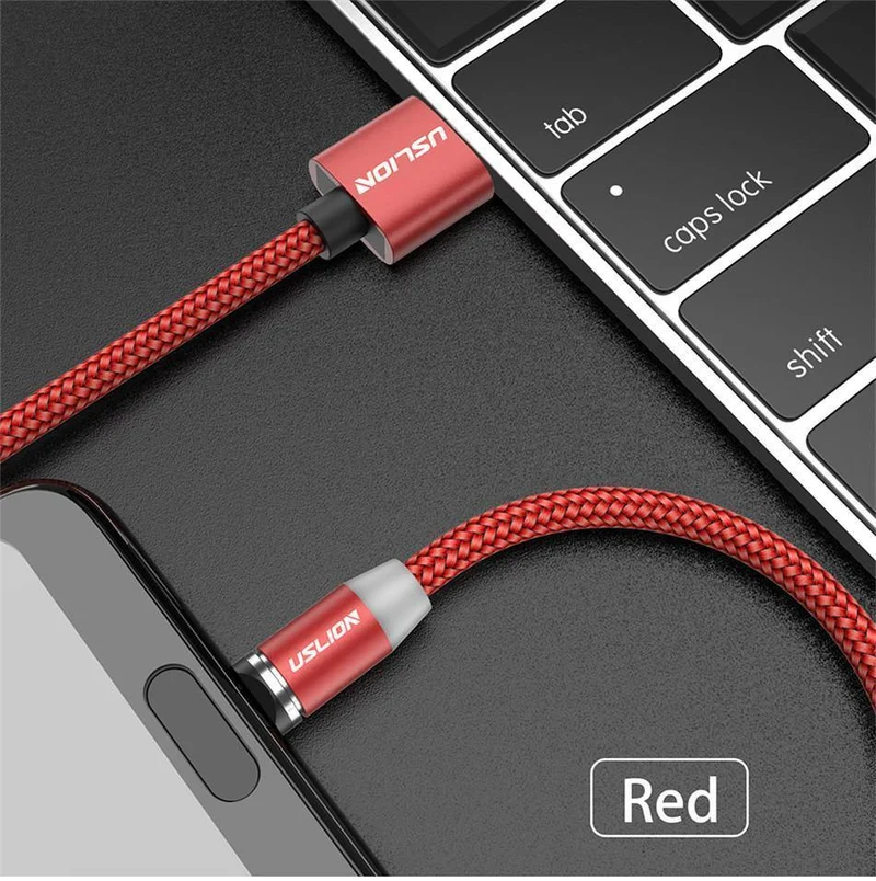 USLION 1M 2A LED Magnetkabel für Micro USB Typ C Telefonkabel für Xiaomi POCOPHONE F1 Samsung S9 Lademagnetstecker Ladegerät
