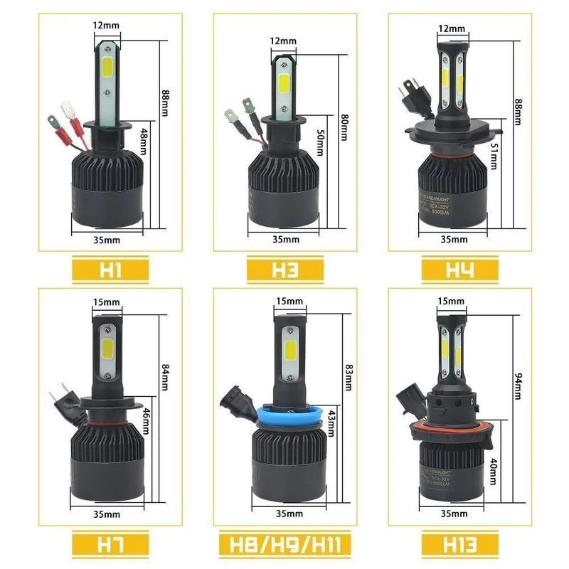 2 Stücke H7 LED H4 H11 H1 Autoscheinwerferlampen H3 H8 HB4 HB3 9006 9005 H27 881 Led Nebelscheinwerfer 72W 8000LM 6500K Weiß Autozubehör